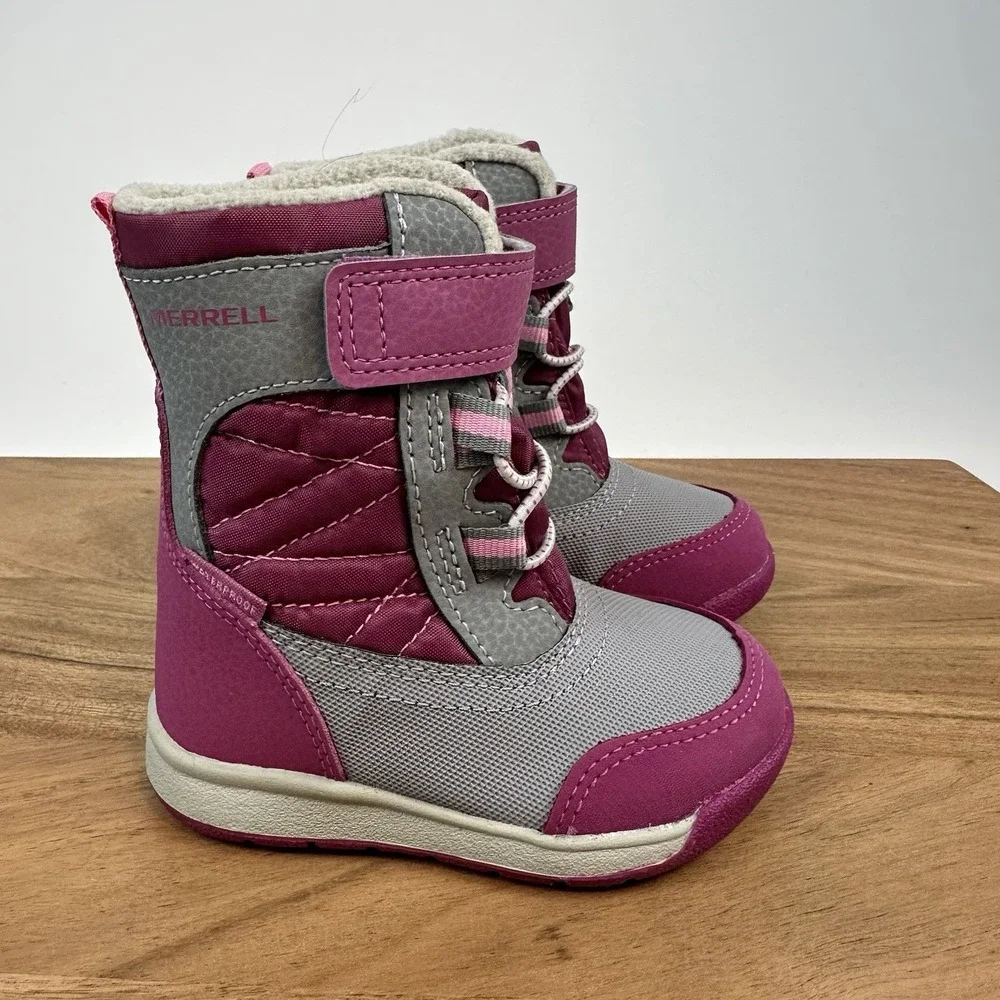 New Little Kids Merrell Snow Storm‎ 2.0 Purple Insulated Waterproof Boots Sz 5